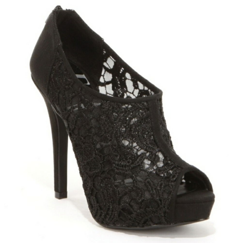Elle Peep-Toe High Heel Lace Booties